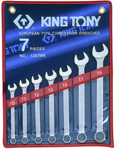 Набор рожково-накидных (комбинированных) ключей 7ед. (10-19) KING TONY 