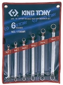 Набор накидных ключей (кольцевых) 6-17мм. 6ед. (угол 75°). KING TONY 