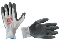 Перчатки серые вязанные синтетические с рефленным латексом на ладони Intertool SP-0121, 10-й размер