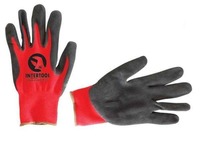 Перчатки красные вязанные синтетические с нитрилом на ладони Intertool SP-0127, 10-й размер